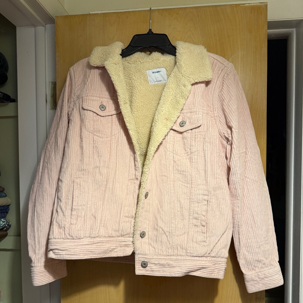 Old Navy Pink Corduroy Jacket with Sherpa Lining Size Large